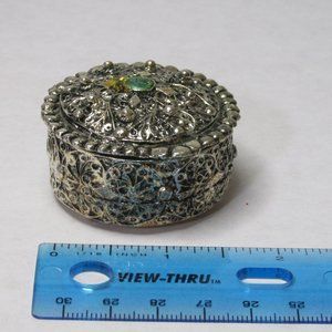 Mini Heavy Metal Decorative Jewelry Box With Hinged Lid